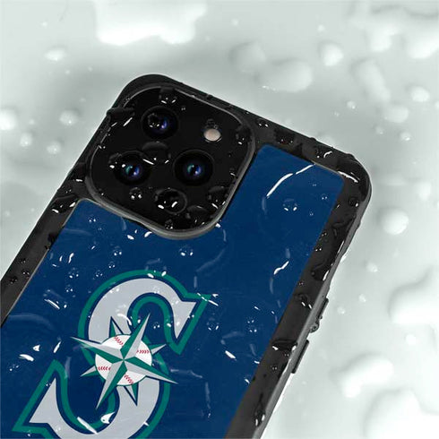 MLB Seattle Mariners - Solid Distressed iPhone 15 Pro Waterproof Case